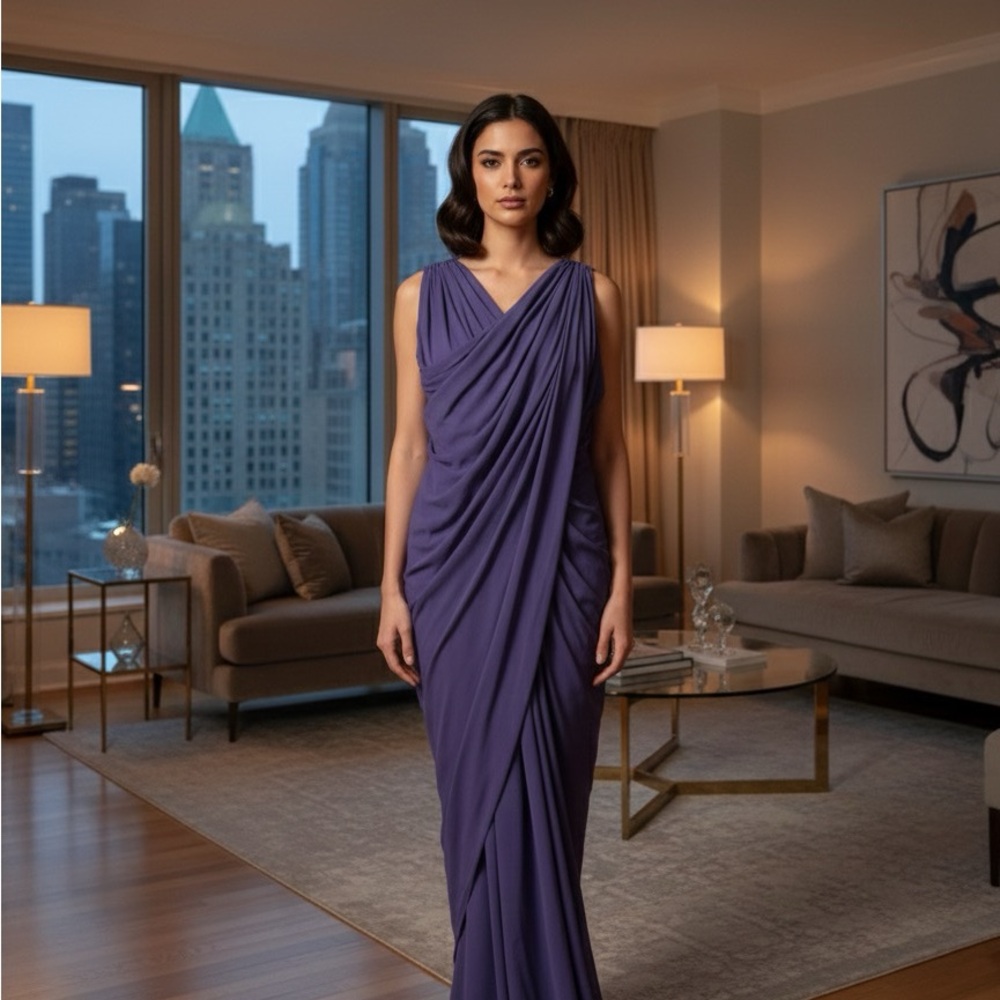 Lanvin 22 Faubourg Lavender 100% Silk Dress Size 38